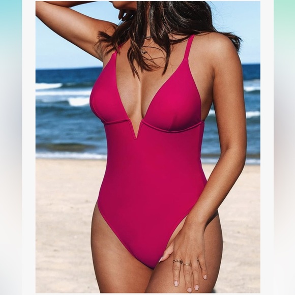 Cupshe Fuchsia One-Piece Swimsuit - Picture 1 of 6